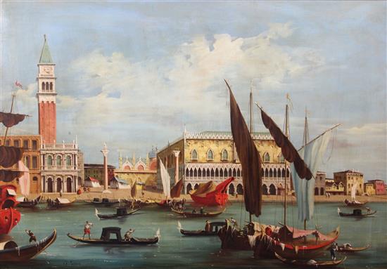 Italian School Riva Dei Shiavoni and The Doges Palace, Venice, 27.5 x 39.5in.